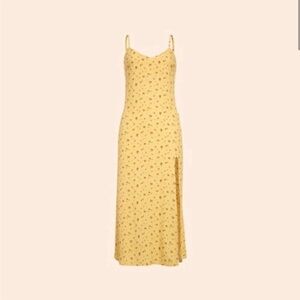 Reformation Floral Print Yellow Midi Length "Crimini" Dress